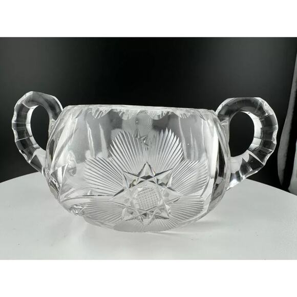 Crystal Star of David Pattern Creamer and Sugar Bowl Set - Picture 3 of 10